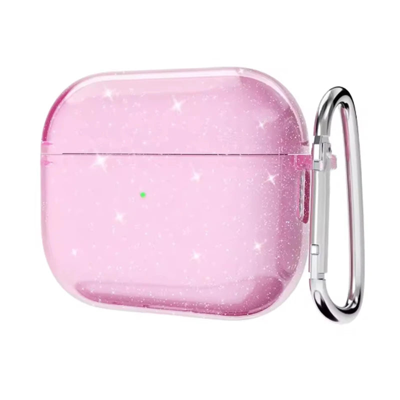 Bling Glitter Soft TPU Earphone Case for Airpods 4 2024 Pro 2 2nd Generation Air Pods 3 1 3rd Gen Cover with Keychain