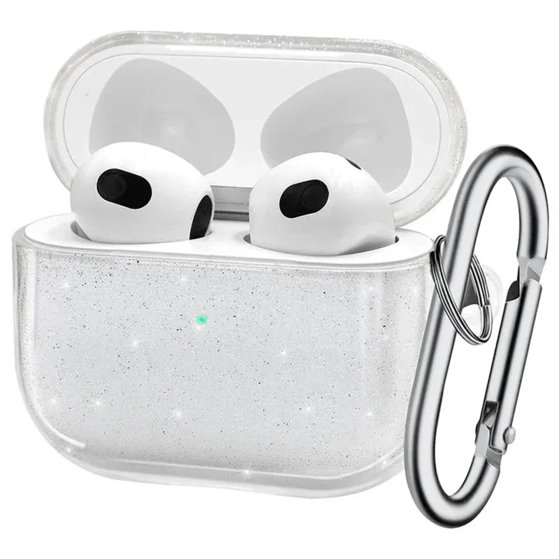 Bling Glitter Soft TPU Earphone Case for Airpods 4 2024 Pro 2 2nd Generation Air Pods 3 1 3rd Gen Cover with Keychain