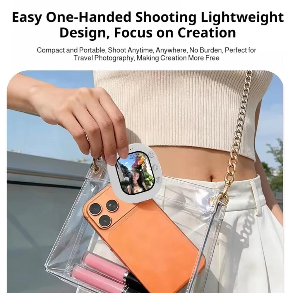Mini Wireless Bluetooth Magnetic Phone Screen Monitor Mobile Phone Rear Camera Selfie Video Camera for Vlog Live Selfie Screen
