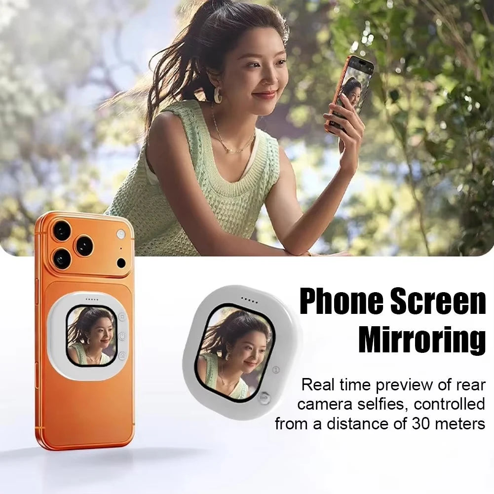 Mini Wireless Bluetooth Magnetic Phone Screen Monitor Mobile Phone Rear Camera Selfie Video Camera for Vlog Live Selfie Screen