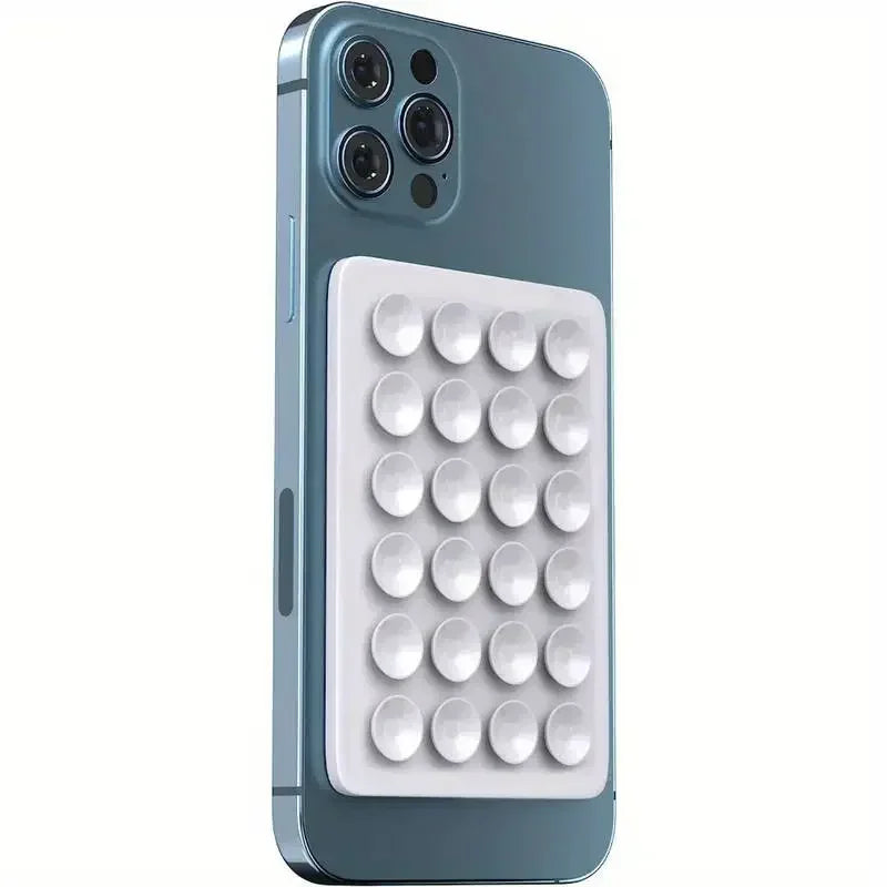 24 Silicone Suction Cups, Black Minimalist Sticker, Anti Slip Phone Case, Portable And Movable Phone Holder, Square Portable